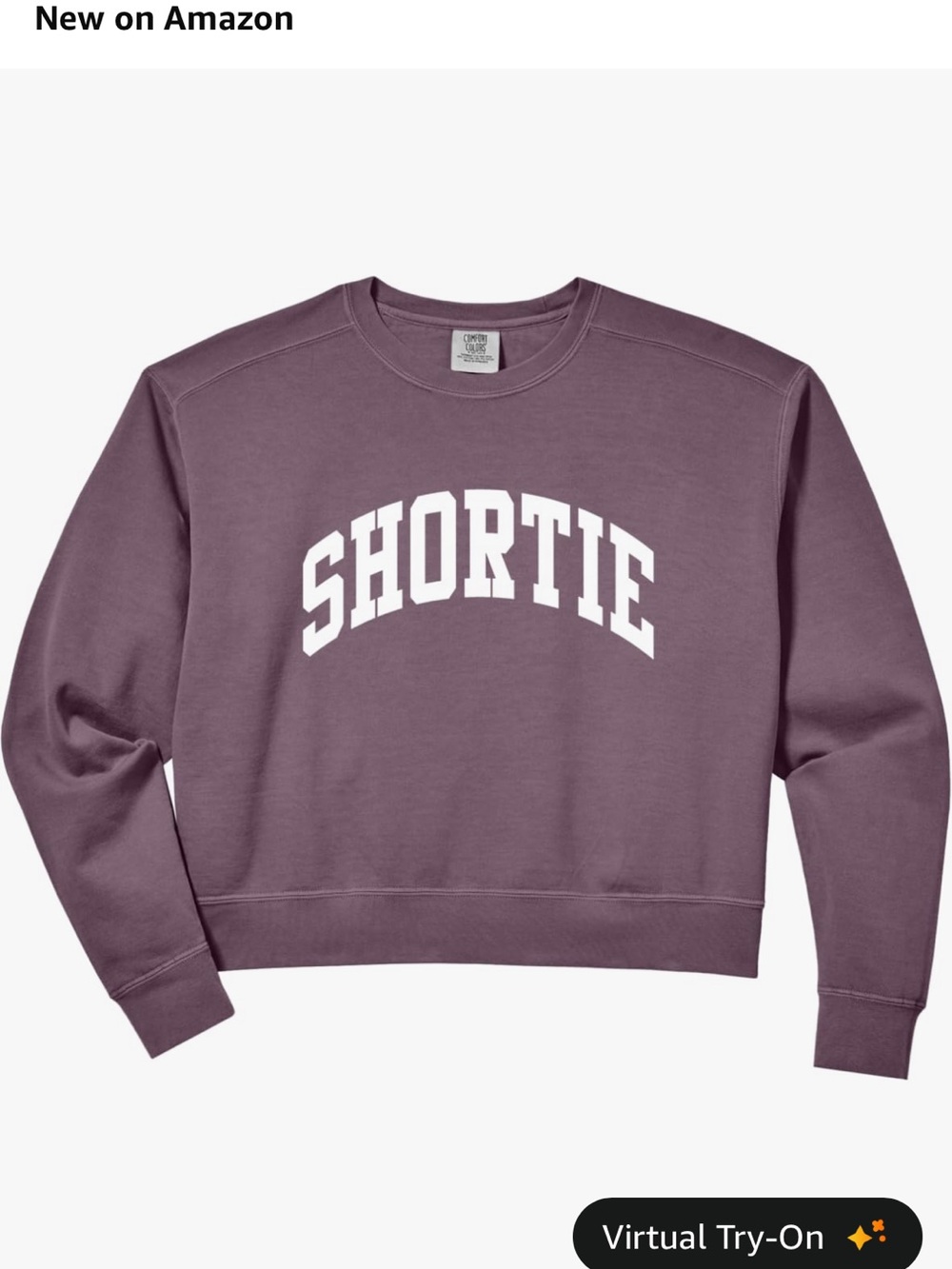 Comfort Colors Mauve Purple 'SHORTIE' Cropped Crewneck Sweatshirt